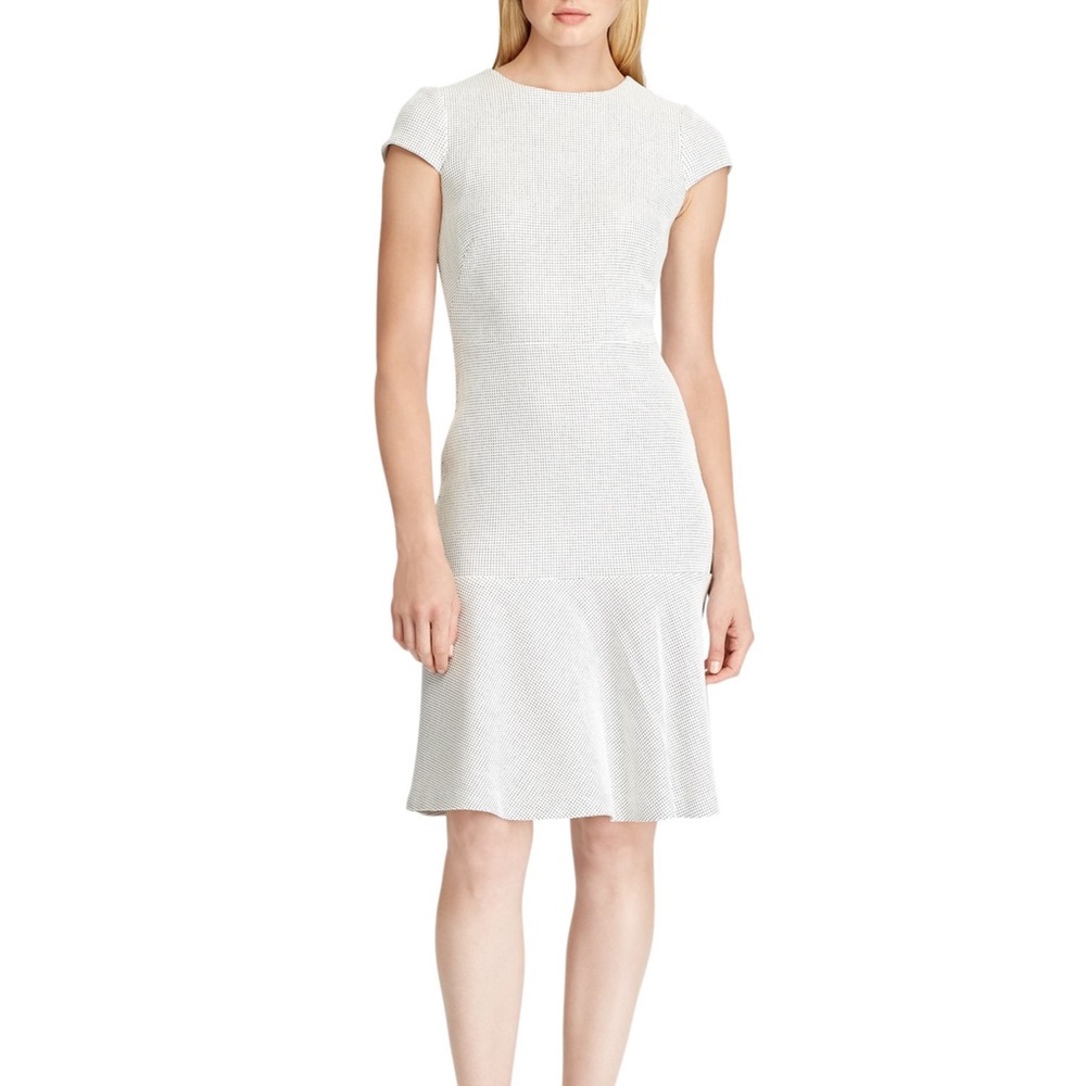 Ralph Lauren White Cap Sleeve Knee Length Fit + Flare Dress
